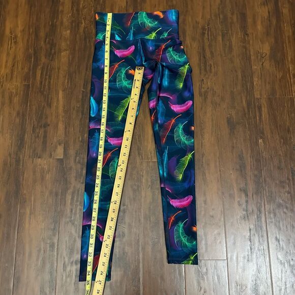 TEREZ Feather Print High-Rise Full Length Leggings in Black Multicolor - Picture 12 of 13